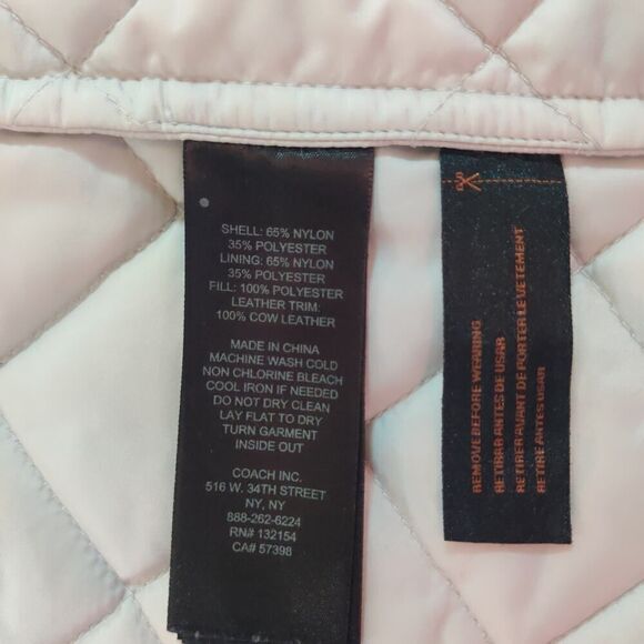Coach diamond quilted jacket F84993 oyster sz S - Picture 10 of 10